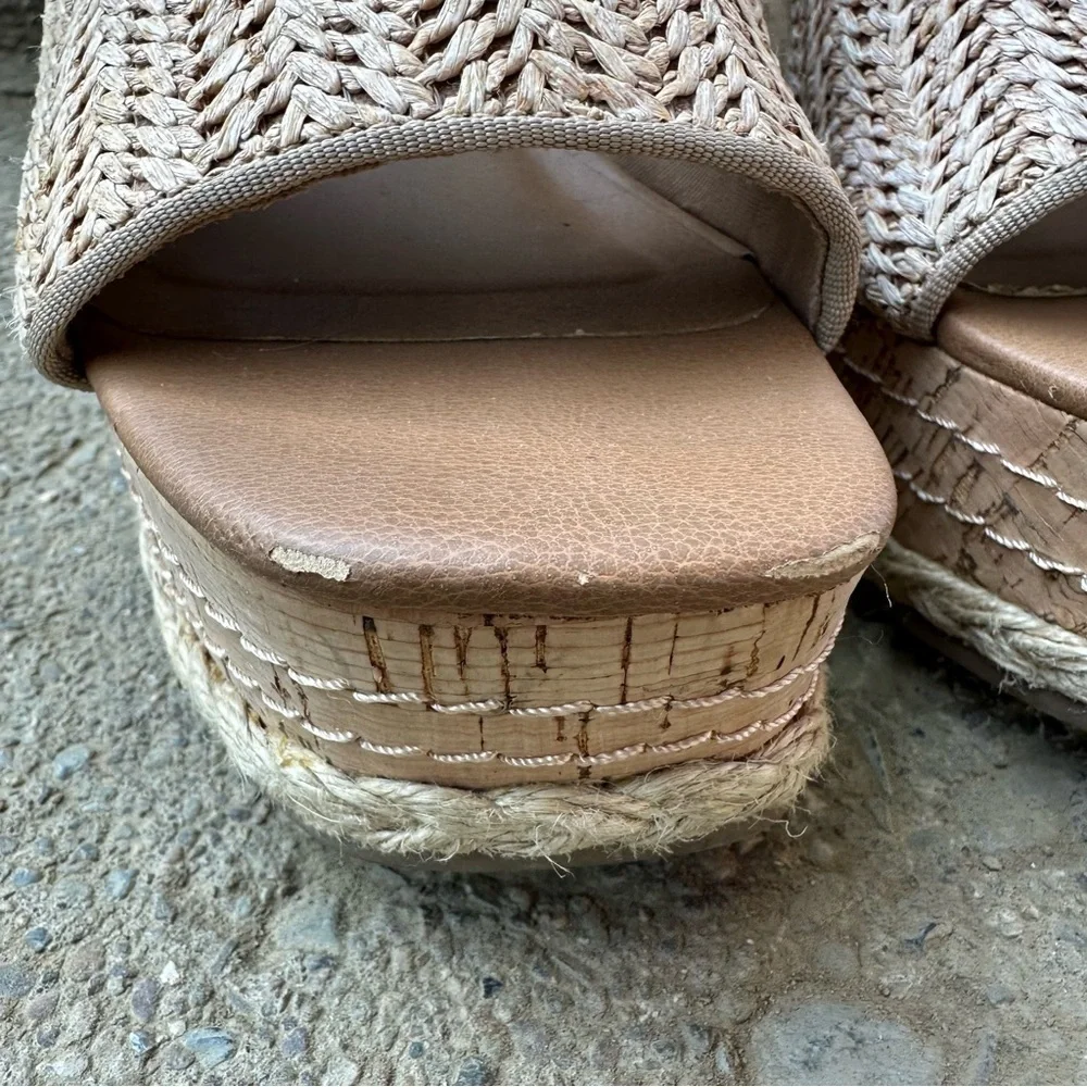 Universal Thread Raffia Woven Ankle Strap Espadrille Cork Wedge Sandals 8
